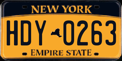 NY license plate HDY0263