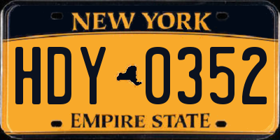 NY license plate HDY0352