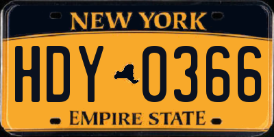 NY license plate HDY0366