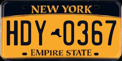 NY license plate HDY0367