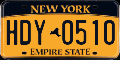 NY license plate HDY0510