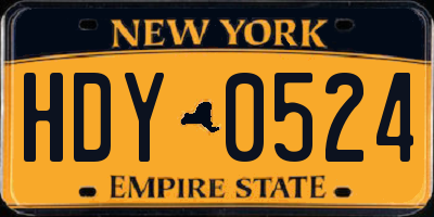 NY license plate HDY0524