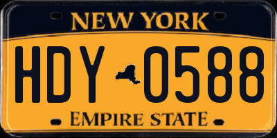 NY license plate HDY0588