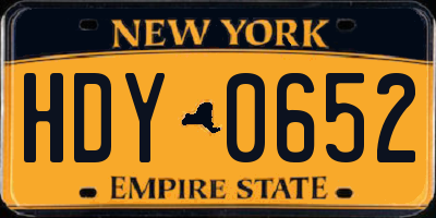 NY license plate HDY0652