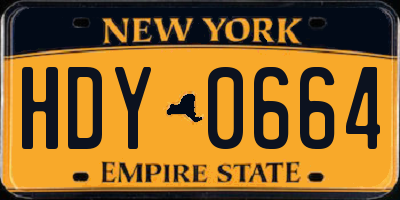 NY license plate HDY0664