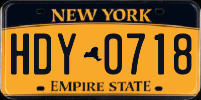 NY license plate HDY0718