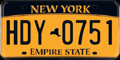 NY license plate HDY0751
