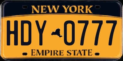 NY license plate HDY0777