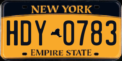 NY license plate HDY0783