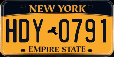 NY license plate HDY0791