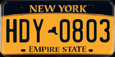 NY license plate HDY0803