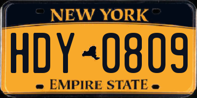 NY license plate HDY0809