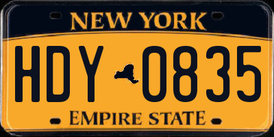 NY license plate HDY0835