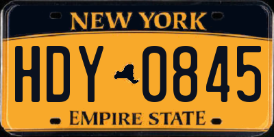 NY license plate HDY0845