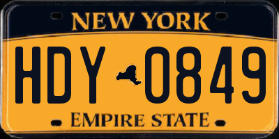 NY license plate HDY0849