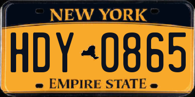 NY license plate HDY0865