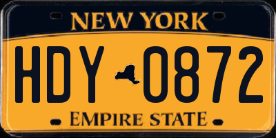 NY license plate HDY0872