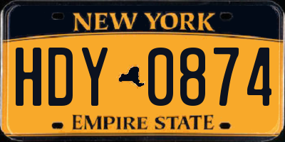 NY license plate HDY0874