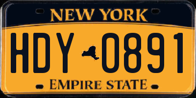 NY license plate HDY0891
