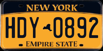 NY license plate HDY0892