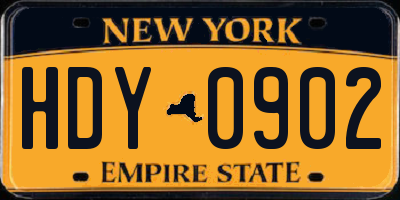 NY license plate HDY0902