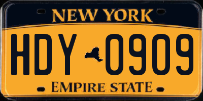 NY license plate HDY0909