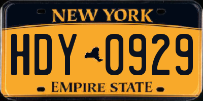 NY license plate HDY0929