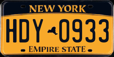 NY license plate HDY0933
