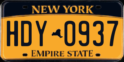 NY license plate HDY0937