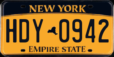 NY license plate HDY0942