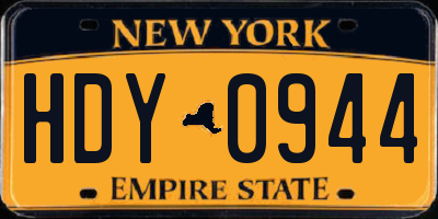 NY license plate HDY0944