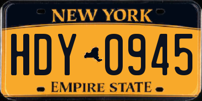 NY license plate HDY0945