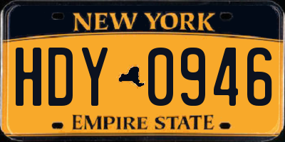 NY license plate HDY0946