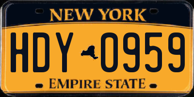 NY license plate HDY0959