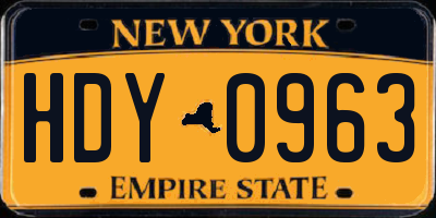 NY license plate HDY0963