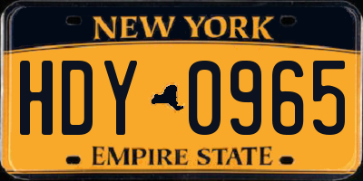 NY license plate HDY0965