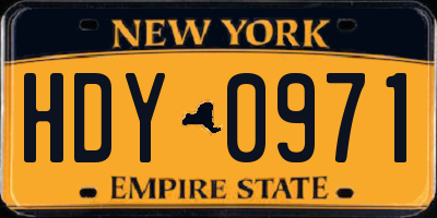 NY license plate HDY0971