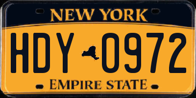 NY license plate HDY0972