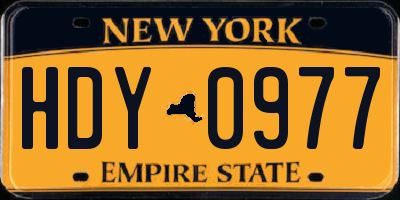 NY license plate HDY0977