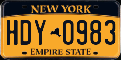 NY license plate HDY0983