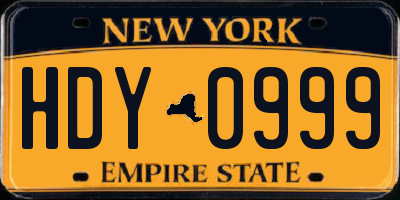 NY license plate HDY0999
