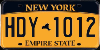 NY license plate HDY1012