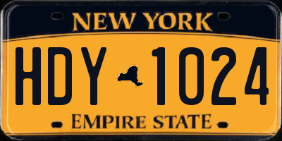 NY license plate HDY1024