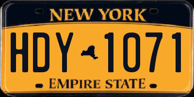 NY license plate HDY1071