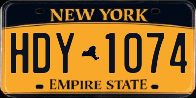 NY license plate HDY1074