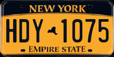 NY license plate HDY1075