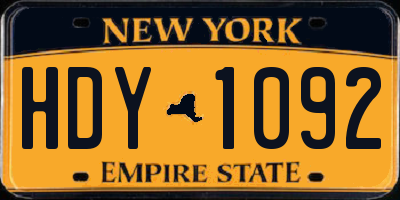 NY license plate HDY1092