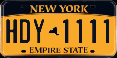 NY license plate HDY1111