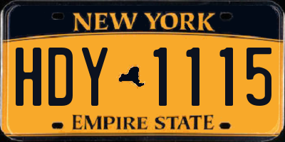 NY license plate HDY1115