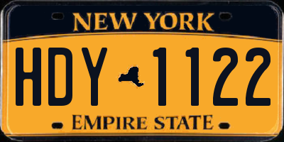 NY license plate HDY1122